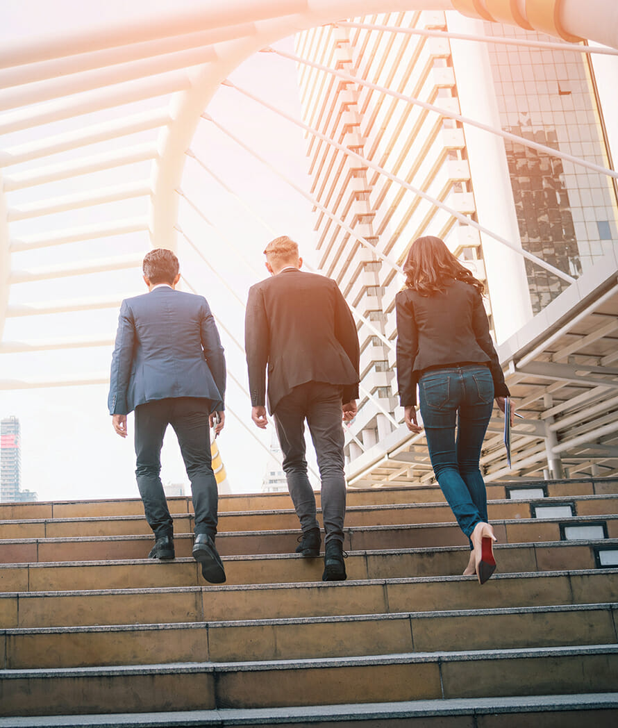 Attorneys walking up stairs